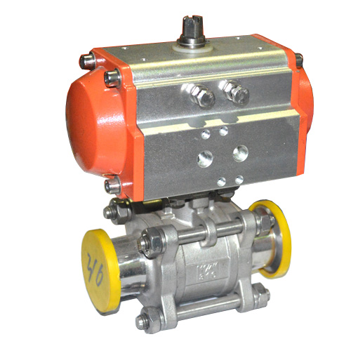 卫生级气动三片式卡箍球阀